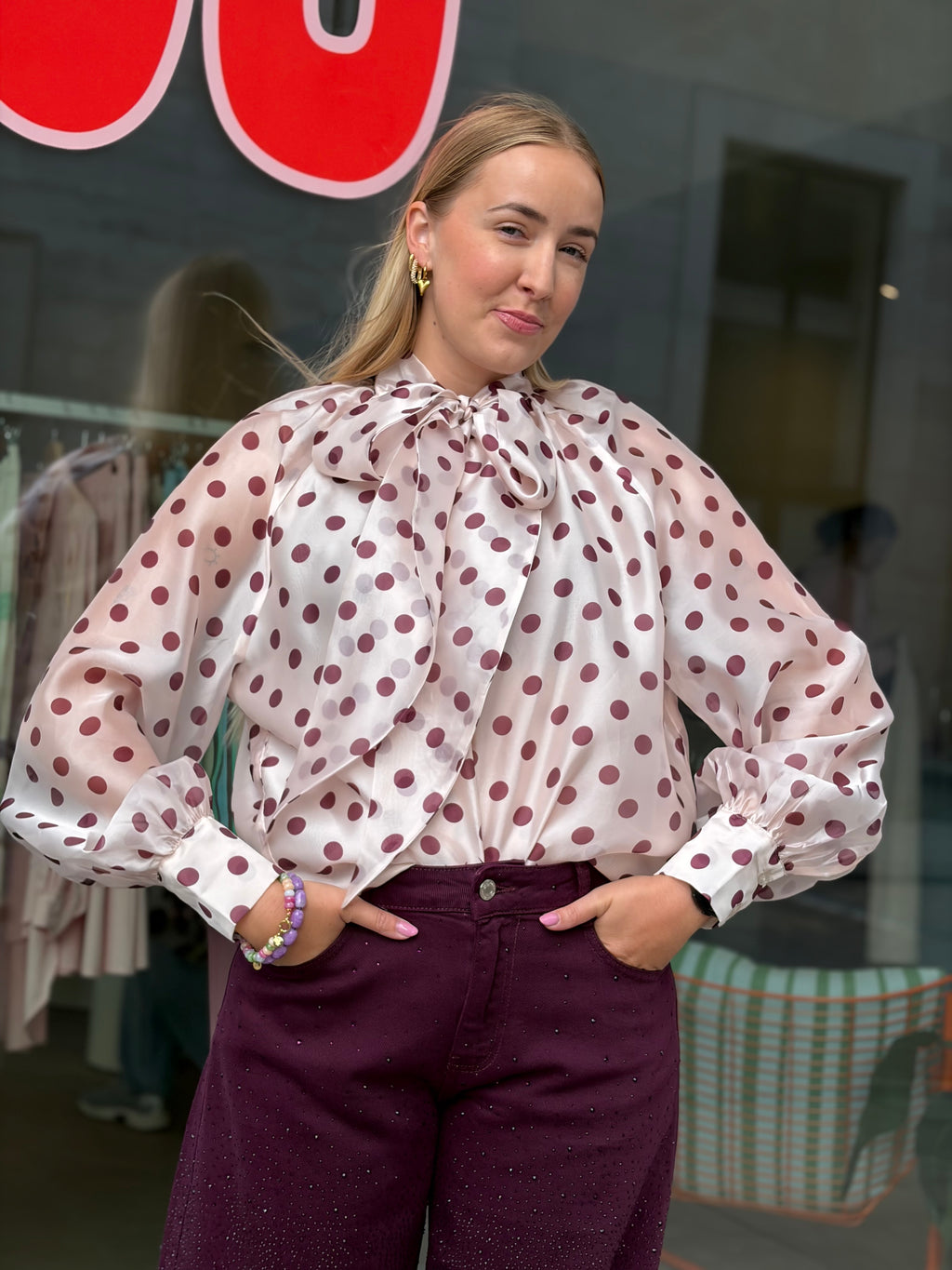 Ethelcras Shirt Bordeaux Dots