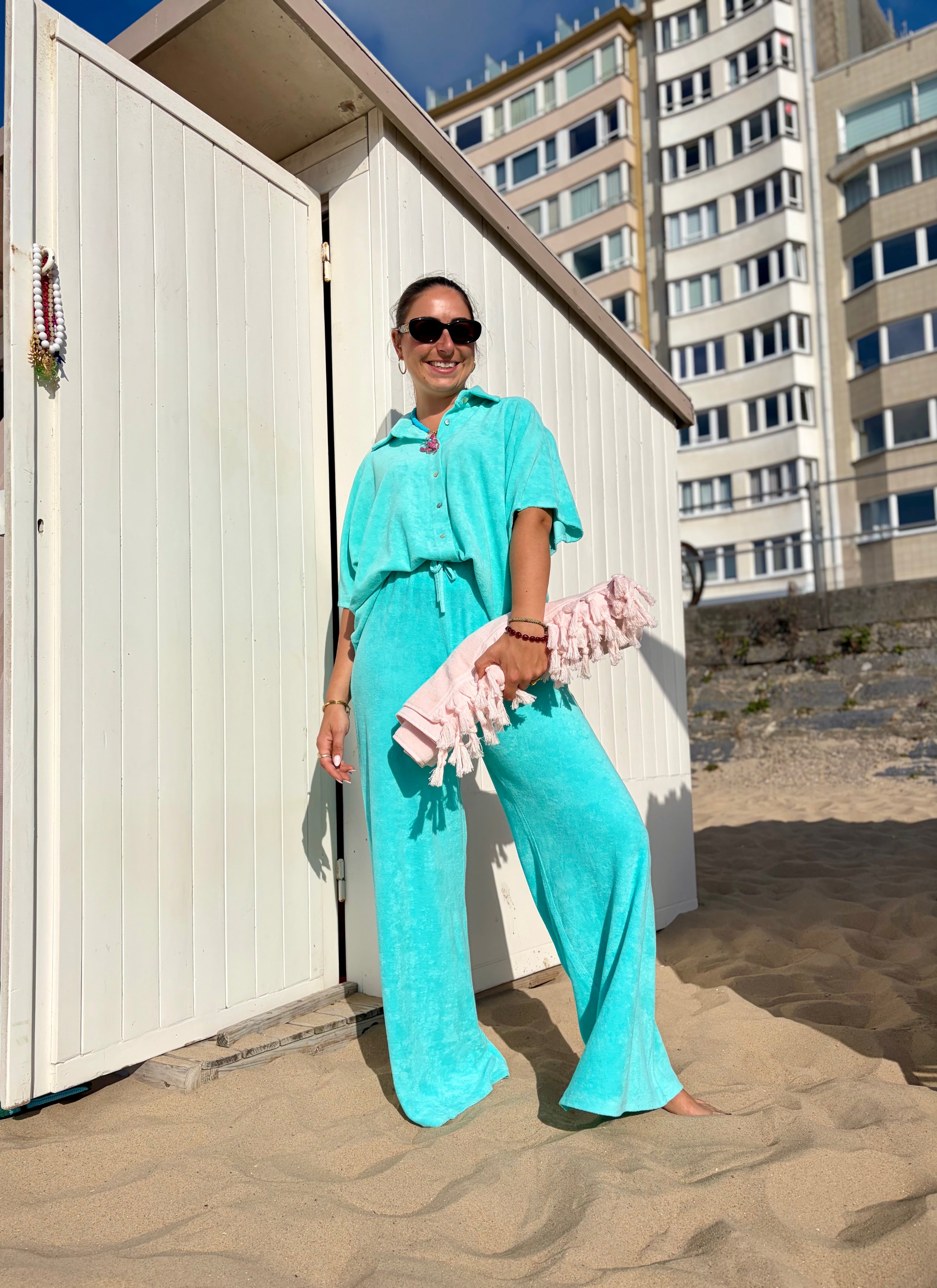 Olga Terry Blouse Aqua
