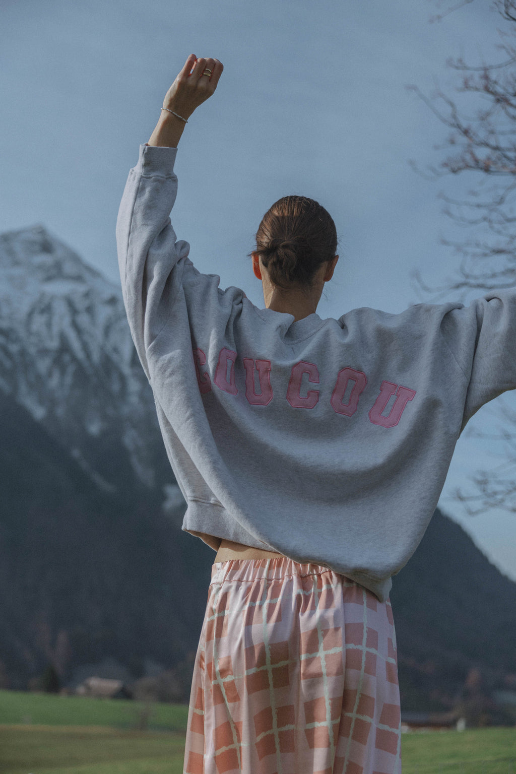 Joseph Sweater Light Grey With Pink Letters