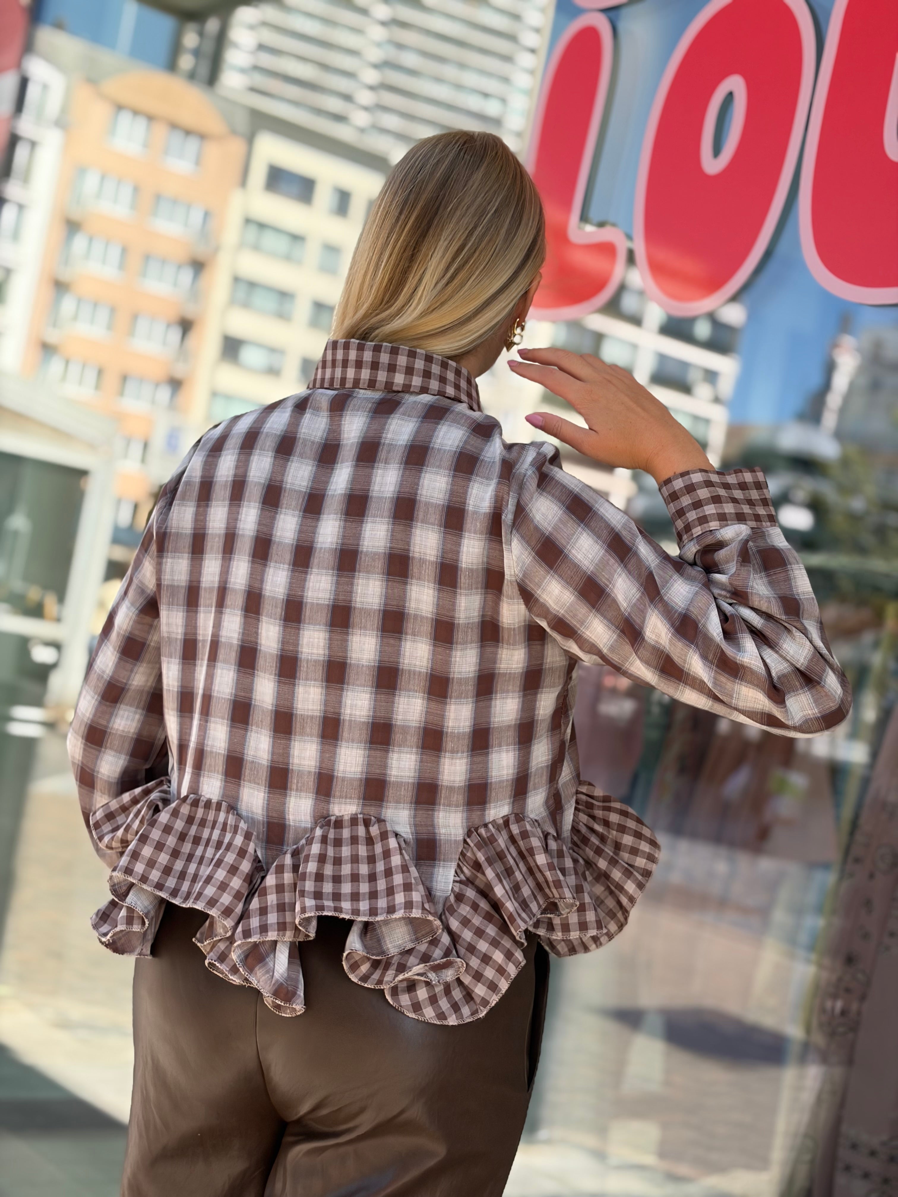 Triffle Checked Blouse Brown