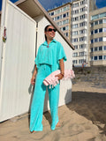 Olga Terry Blouse Aqua
