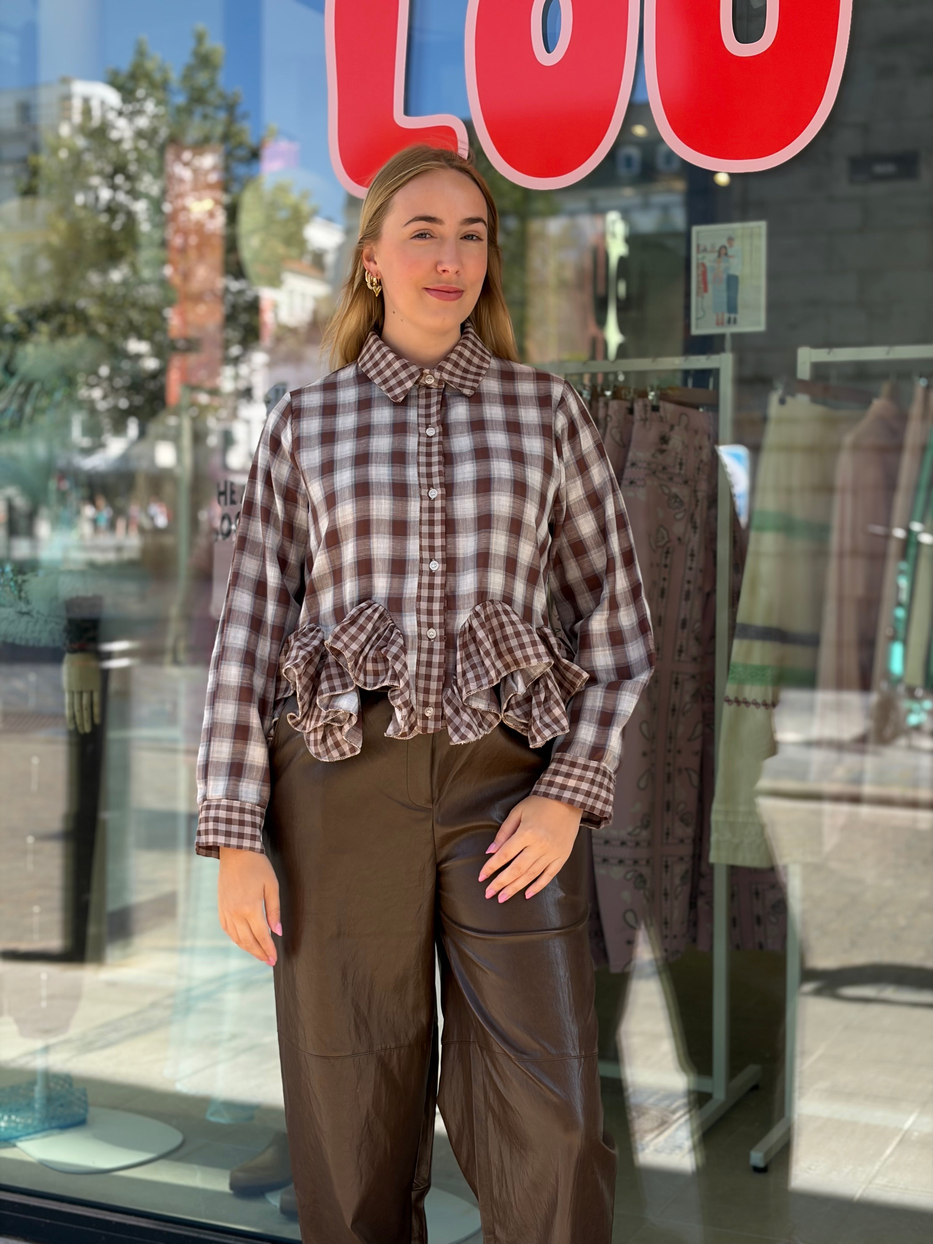 Triffle Checked Blouse Brown