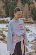 Mimosa Tee LongSleeve Light grey “Make your own luck” Print