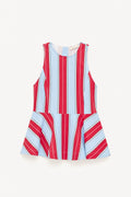 Doa Peplum Top Red/Blue