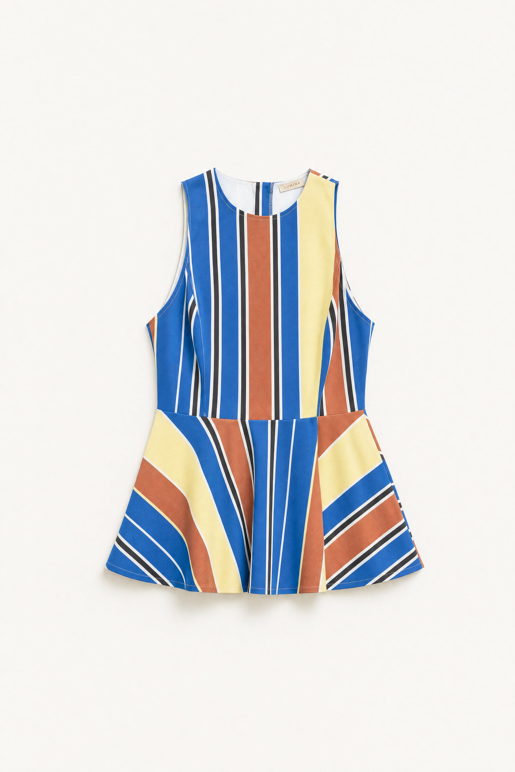 Doa Peplum Top Blue/Yellow